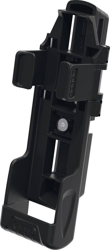 Eine schwarze halterung für ein Faltbügelschloss.